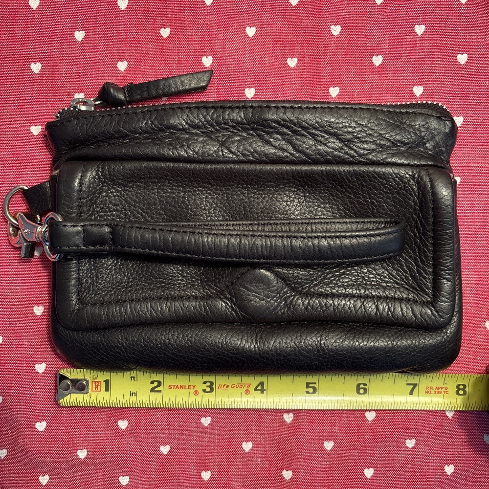 Black leather wristlet